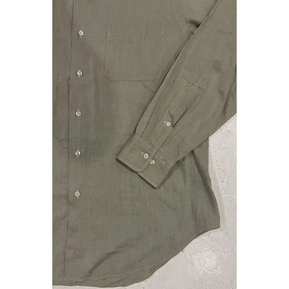 Polo Ralph Lauren Button Up‎ Warwick Shirt Mens 16 34/35 Green Striped Preppy
